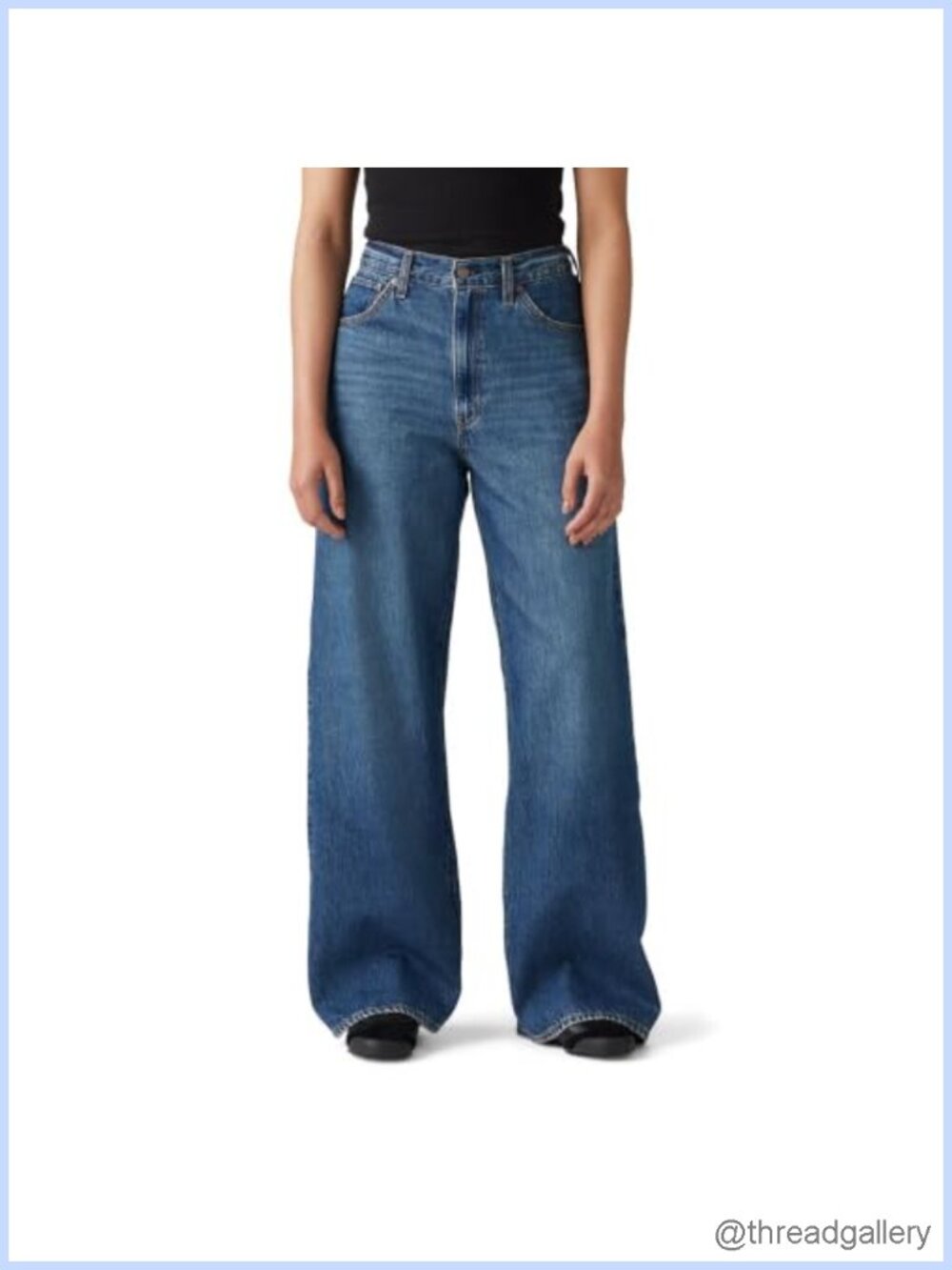 High Rise Baggy Wide Leg Straight Jeans with Back Adjusters
